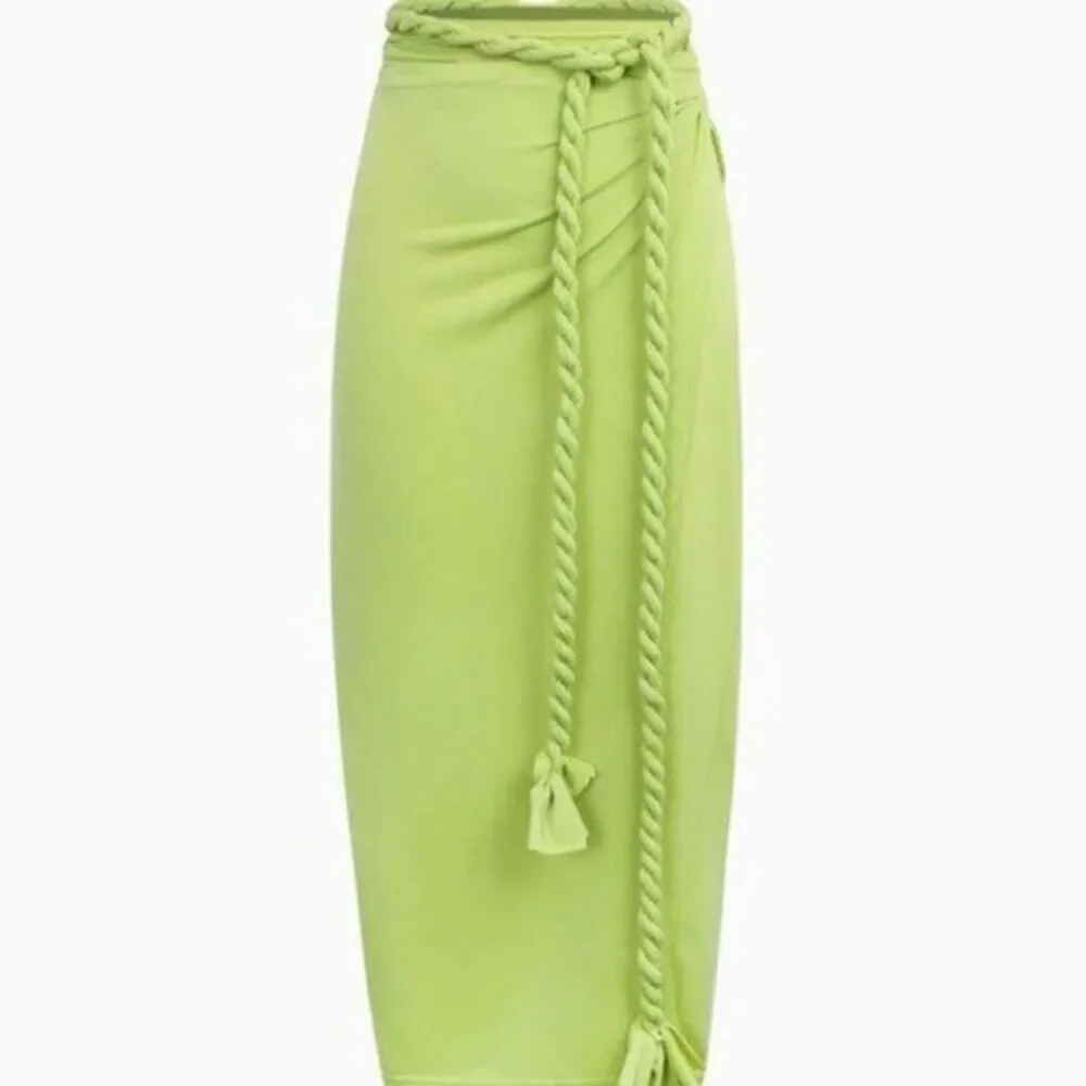 Micas Braided Waist Tie Wrap Skirt or Cover-Up Lime Green‎ Size M